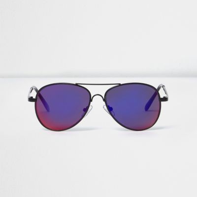 Boys black purple lens aviator sunglasses